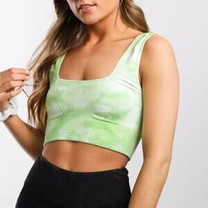 Free People Movement Size XS Green Good Karma Tie Dye Square Bra Yoga Athletic